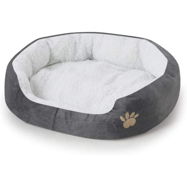 CDQ Rund eller Oval Formet Dimple Fleece Hundehule Seng Kæledyrs Katteseng