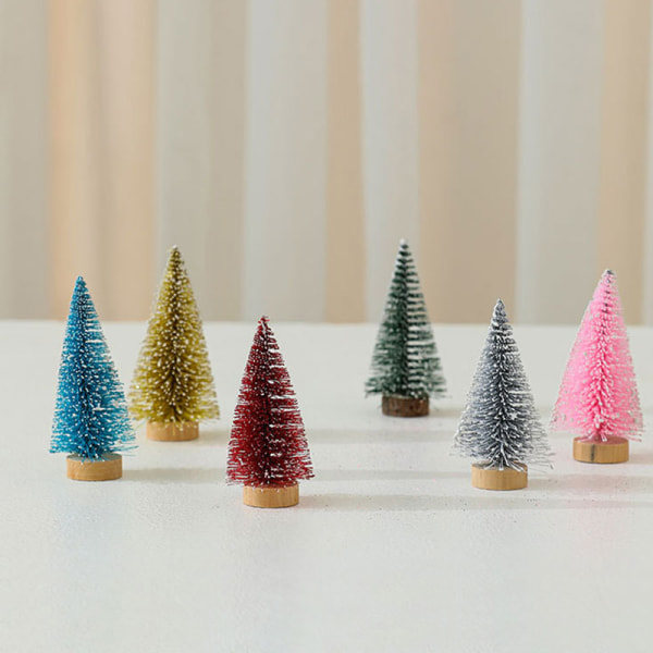 4 stk fargerik kunstig mini juletre 10 cm høy Grønn