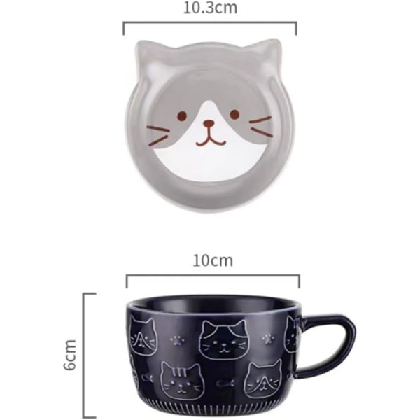 Sød kop med låg, Dyre Kaffe Tekopp Fat Sæt, Fødselsdag Gaver Valentinsdag Mors Dag Påske Julegaver (Kat)