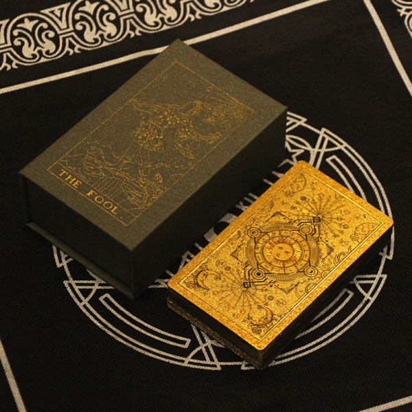 Luksuriøs guldfolie Tarot Oracle Card Divination Fate høj kvalitet Gold one  size Gold one  size