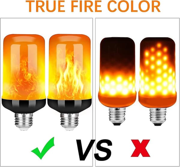 LED Flameffekt Pære, Oppgradert 4 Moduser Flimrende Ild Julelys, E26