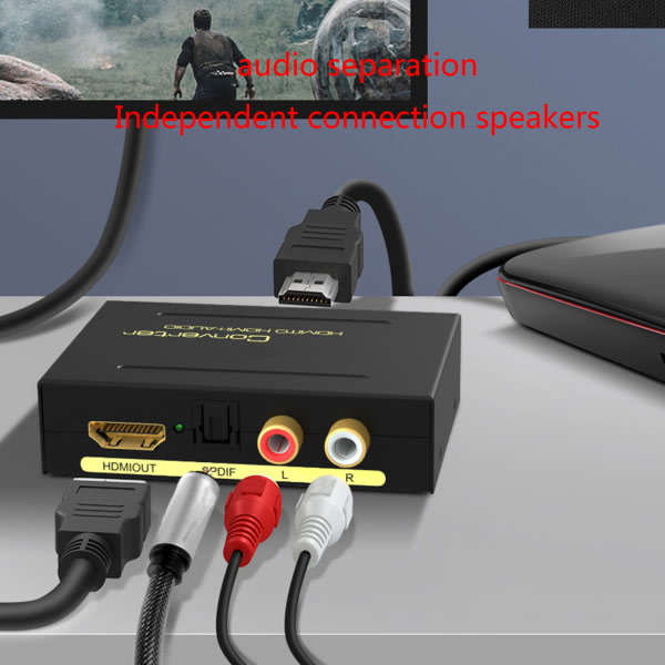 2.0/5.1ch HDMI-kompatibel ljuddelare Adapter SPDIF + L/R Video Switcher Box