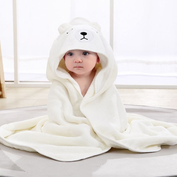 Baby Hætte Badekåbe, Bomulds Baby Badehåndklæde med Dyredesign, Badehåndklæde til Nyfødt Baby (Beige Bjørn)