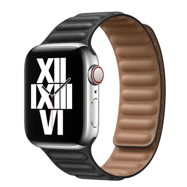 Läderrem för Apple Watch Band 45mm 41mm 44mm 40mm Original Magnetic Loop Link Armband iWatch Ultar2 49mm 9 8 7 6 SE 3 42mm Black