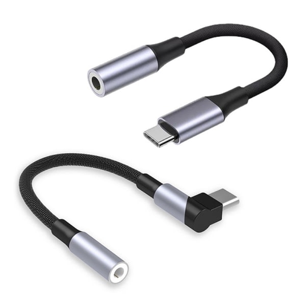 Armbåge USB Typ C til 3,5 mm Aux Adapter Jack o Kabel Hörlurshytt B