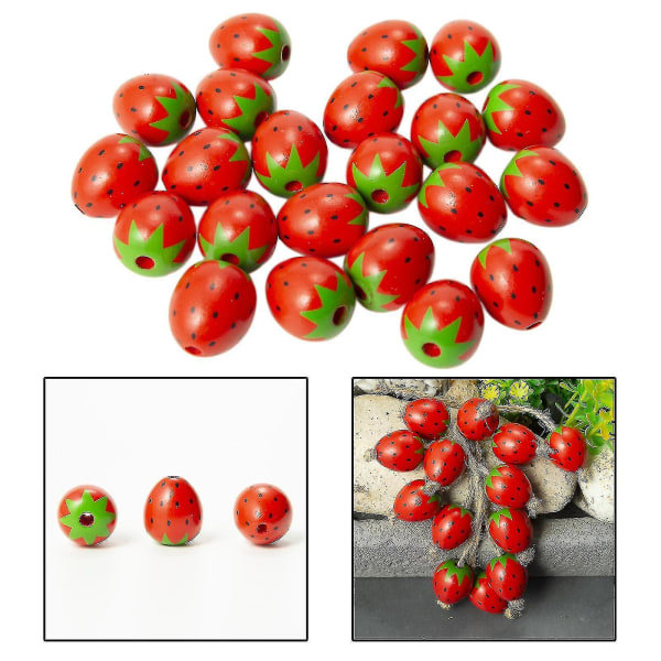 30 st Halloween jordgubbs träpärlor Garland träbönepärlor Garland Boho pärlor Vägghängande dekoration Jnnjv