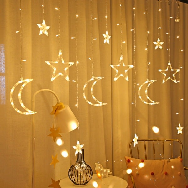 Stars Moon Fairy Light, 2,5 m LED String Fairy Lights Vattentät