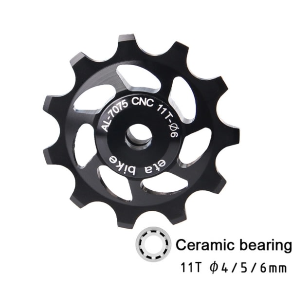11T Aluminiumlegering 7075 Tätat Lager för Jockeyhjul Bakre Växelremskiva för Shimano Sram Bakväxel Etc Svart