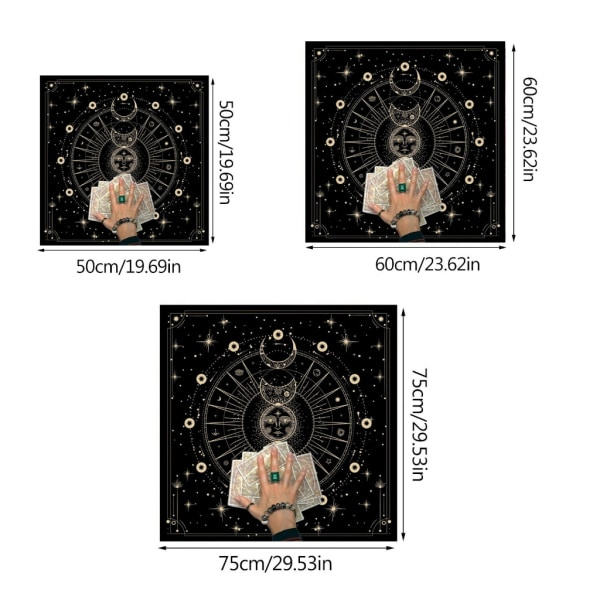 Tarot Bordsduk Rune Divinasjon Deksel Astrologi Orakler Brettspill Matte Firkant Form Pendel Alter Bordsduk 75x75cm