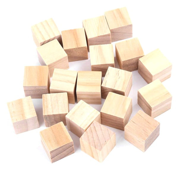 Trekubebyggeløsning Leke Stableklosser Naturlige Ubehandlede Klosser DIY Håndverk Montessori Leke for Førskole 20 stk.