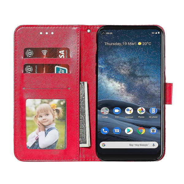 Spetsblommapräglat fodral till Nokia 8.3 5g - Snyggt och hållbart Röd