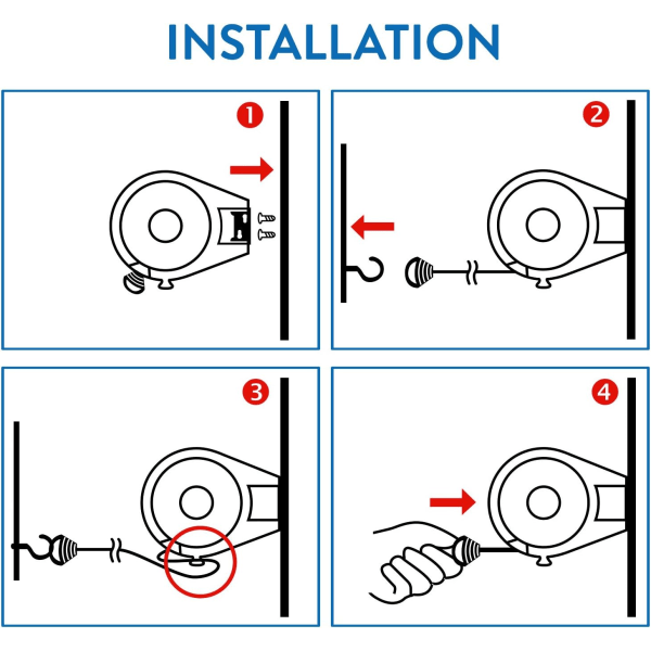 15 m innfellbar klesstativ for klær, svært robust og holdbar klesstativ, automatisk innrullbar mekanisme, enkel installasjon