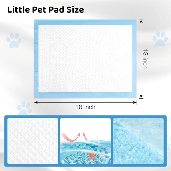 Förpackning med 100 Hundträningsunderlägg, 33 x 45 cm Engångsvalpträningsunderlägg, Superabsorberande, Luktbeständiga