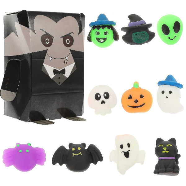 10 kpl Halloween-leluja Halloween-puristeleluja juhlaleveja stressiä lievittäviä leluja (satunnainen tyyli)