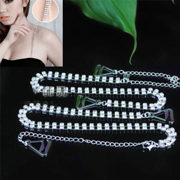 Sextäta damer 1 set 1/2 rad klar kristall strass metall bh-band B
