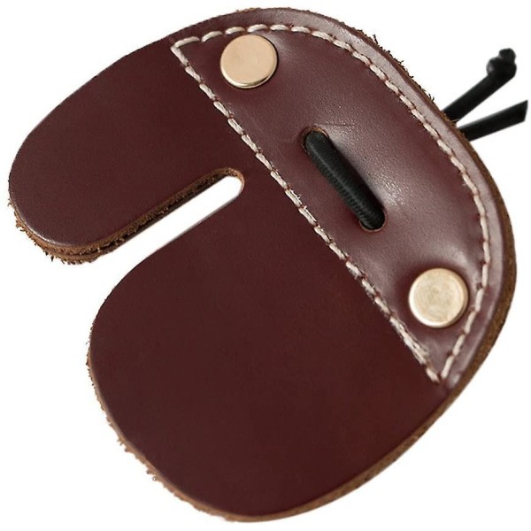 Koläder Bågskytte Fingertab för Recurve Bågar Jakt Finger Skydd Brun