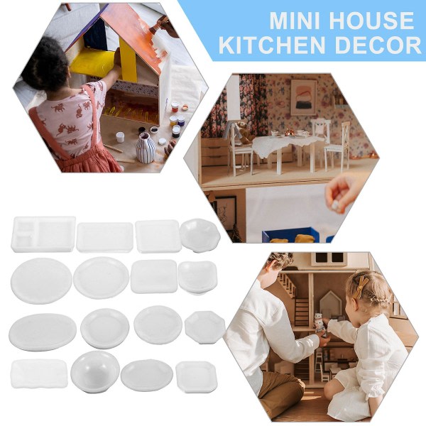 24 st Dockhus Mini-serviser Modell Miniatyr Plastskål Diskkopp Modell Mini Hus Köksinredning（2,5x1,5cm）