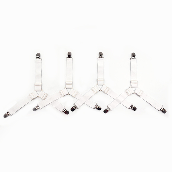 4 stk. Trekant Sengelinbeslag 3-vejs Justerbare Klipsholdere Elastiske Beslag Gribere Seler Pasform til Sengetøj, Holdere Sengelinned Tie Downs Khaki 4pcs