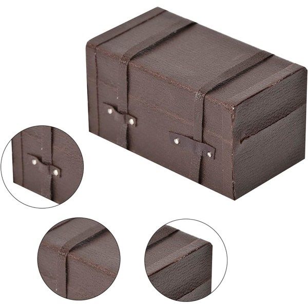 Dockhus Miniatyr Dockmöbler Tillbehör 1:12 Dockhus Miniatyr Vintage Brun Bagagelåda Case , Vintage PU läder resväska