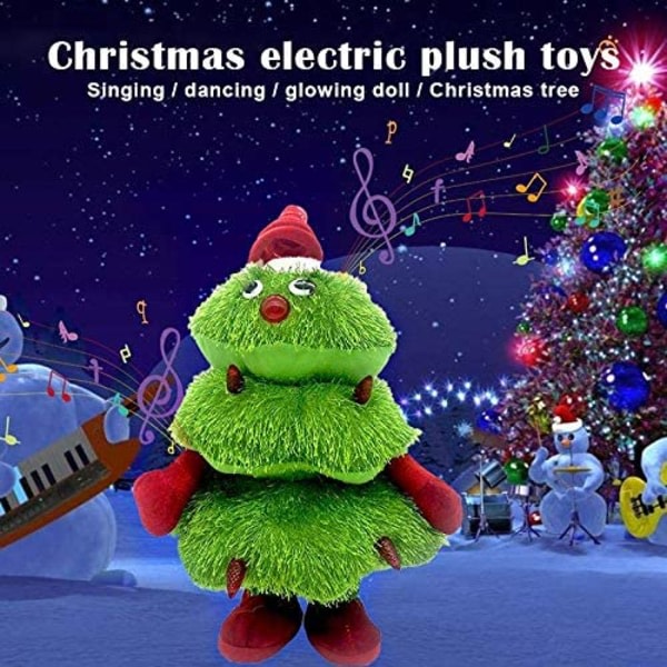 Julgran elektrisk plyschleksak - Sjungande Dans Glödande dockapresenter för barn 2021 Ny