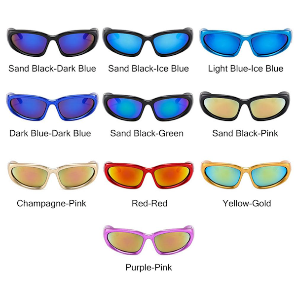 Y2K Omlott Solglasögon Vintage Punk Goggle Glasögon Purple-Pink