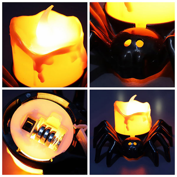 1/3ST Halloween pumpa lyktor Spindel LED elektroniskt ljus Svart 3 st Black 3Pcs