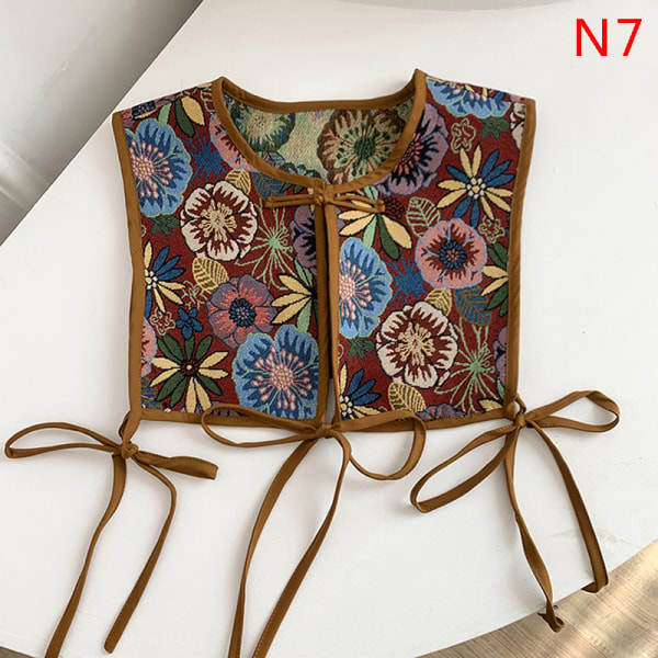 Kvindebroderet skulder tørklæde Sjal Wrap Blomstrede skjorte Krave N7 one size N7 one size
