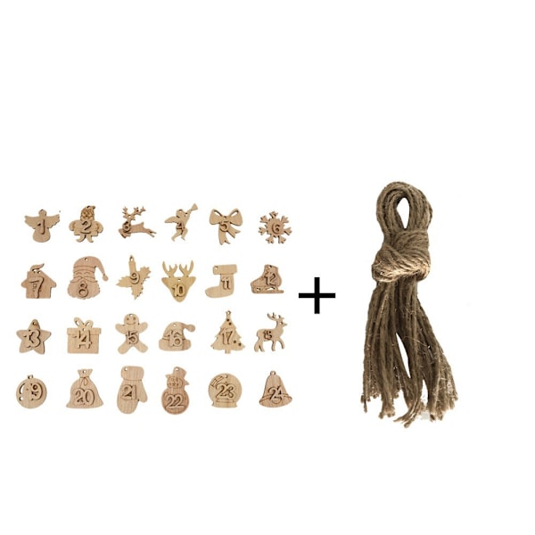 1-24 numerotut joulukuun adventtikalenteri puinen riipus D D