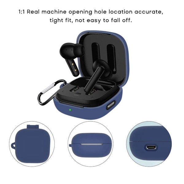Vanntett etui for QCY T13ANC hodetelefonetui Anti-fallbeskyttelse Høy elastisk oppbevaringsboks Headsetvesker Navy Blue Navy Blue