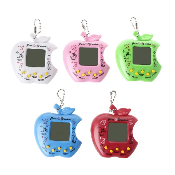 Elektronisk kjæledyrspillmaskin Transparent for Apple Shape Virtual Pet Puslespill for Tamagotchi Nøkkelring Bursdagsgave fo