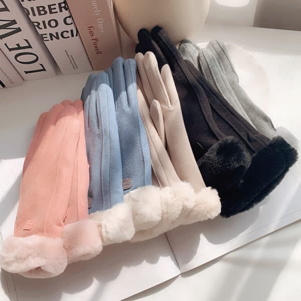 Motehansker Høst Vinter e Pelsvarme Votter Full Finger Fleece A6 onesize