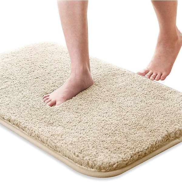 Badrumsmatta, Halkfri Absorberande Badrumsmatta, Mjuk och Hudvänlig Badrumsmatta, Tvättbara Badrumsmattor, 50x80 cm, Beige