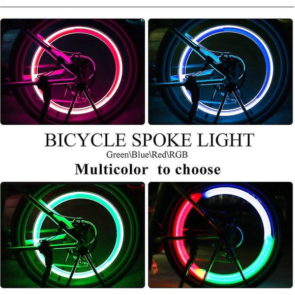 4 X Led sykkelhjul lys med 3 blinkende moduser Led sykkelhjul lys blå