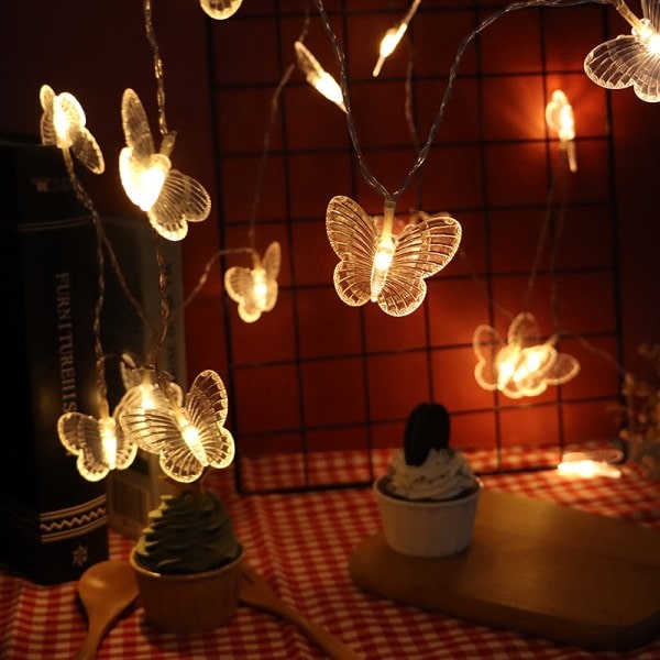 Fjärils LED-ljusslinga Batteri Bröllop Jul Dekoration
