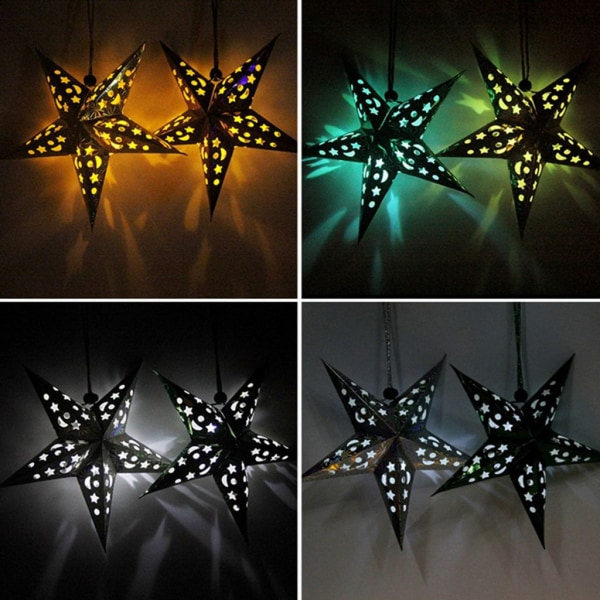 30 cm 3D Stjerne Papir Henge Hult Pentagram Lampekule Julerstatning
