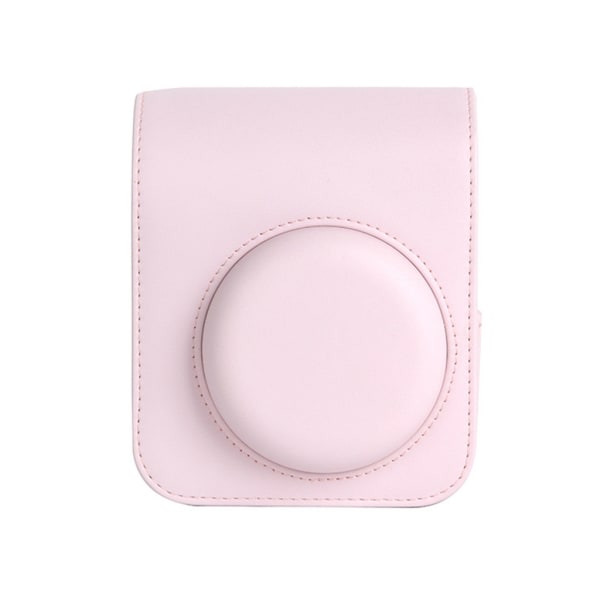 For Instax Mini 12 veske Reiseveske PU-skinn myk skulderveske for Fujifilm Film Camera Bag + skulderstropp Lett kirsebærpulver