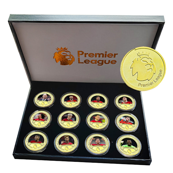 Premier League fodboldstjerner & klubber minde mønter, samleobjekter gaver, gaver til fodboldfans Mbappe, Messi, Harland with frame Kane