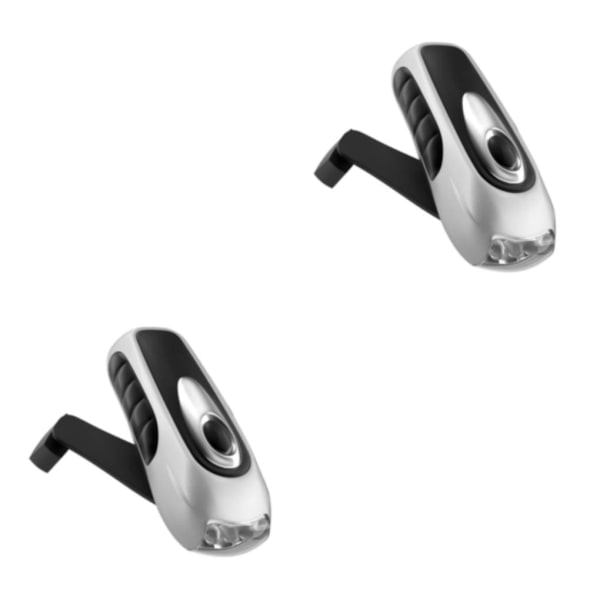 1/2/3 Bärbar LED Handvev Dynamo Ficklampa för utomhusbruk Silver S 2Set