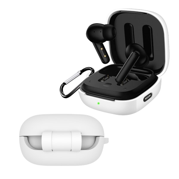 Dammtätt etui for QCY T13ANC hodetelefonetui Anti-fallbeskyttelse Høy elastisk oppbevaringsboks Headsetvesker Hvit White