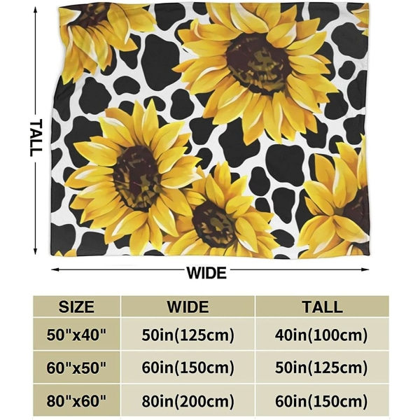 Solsikke Ko Mønster Filte, Hele Sæsonen Letvægt Blød Varm Mikro Fleece Tæppe Til Stue-o326 50x40in 125x100cm