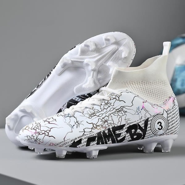 Mænds Fodboldstøvler Spikes Ungdoms Fodboldstøvler Atletiske Sneakers 3C7000 Hvid 36