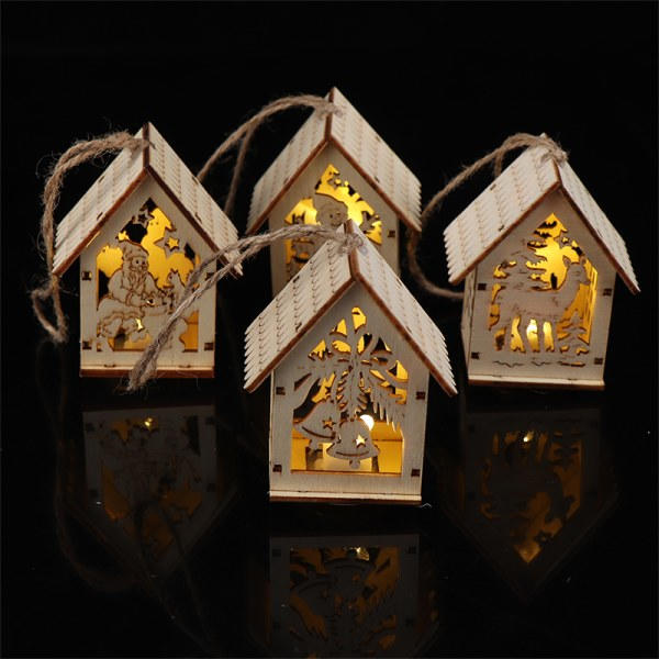 God Jul LED-lys Træhus Lysende Hytte Julemanden one size Santa Claus one size
