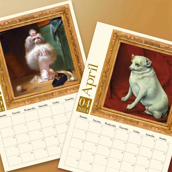 Weird Medieval Dogs Calendar, 2024 Funny Dogs Wall Calendar, Funny Calendar Monthly Planner, Office Home Animals Väggdekal 11 * 8,5 tum, 1st 1st