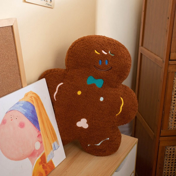 45CM Pepparkaksgubbe-kudde Mjuk plyschdocka Leksaker till jul Vit one size White one size