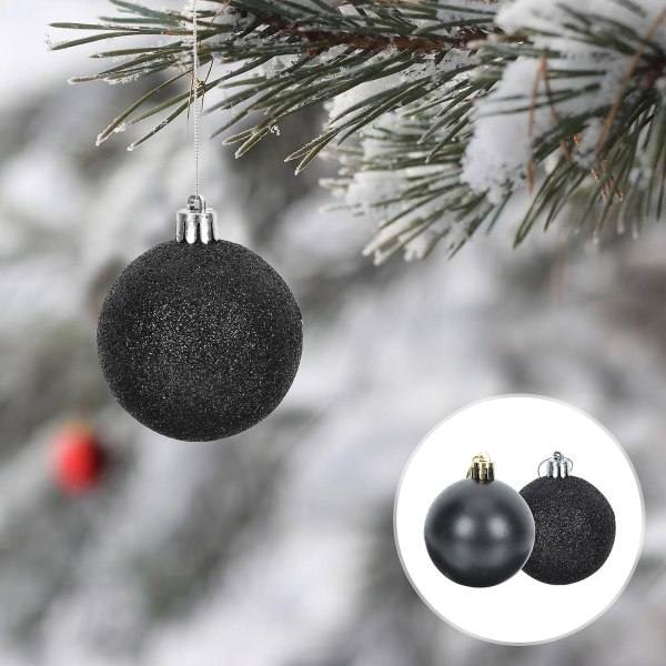 24 st Svart Dekor Xmas Tree Hängande Julgranskulor Julgranskulor Julhängande bollar