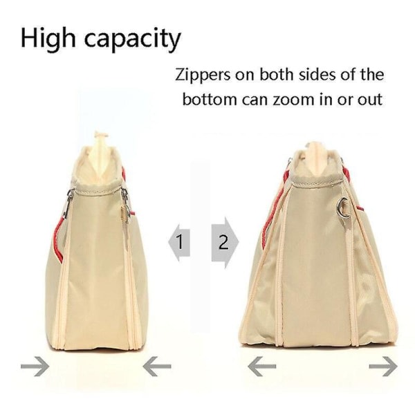 Khaki Liten Nylon Resväska Kan Expandera Kosmetisk Förvaringsväska (19cm*8cm*14.5cm)