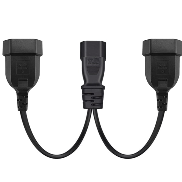 32 cm 3-napainen IEC320-C14 urosliitin 2x EU4.0mm naarasadapterikaapeli Y-jakaja Virta