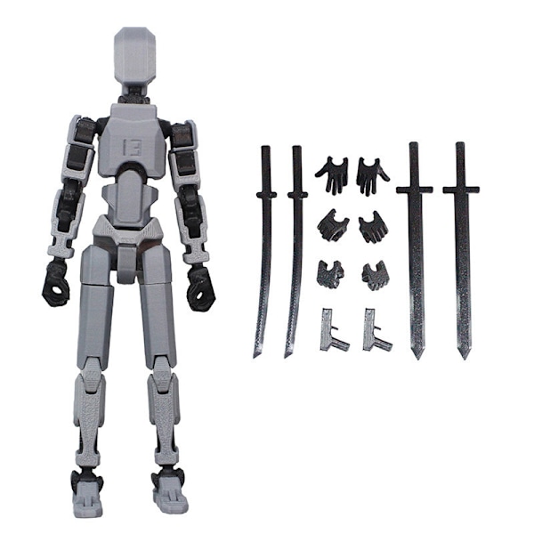 T13 Actionfigur, Titan 13 Actionfigur, Robot Actionfigur, 3D-trykt Action NYHED Sort Grå