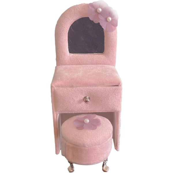 Smykkeorganisator Dockhus Sminkbord Rosa Halskjede Ringer Oppbevaring Mini Møbler Dockhus Møbler Dockhus Sminkbord for barn