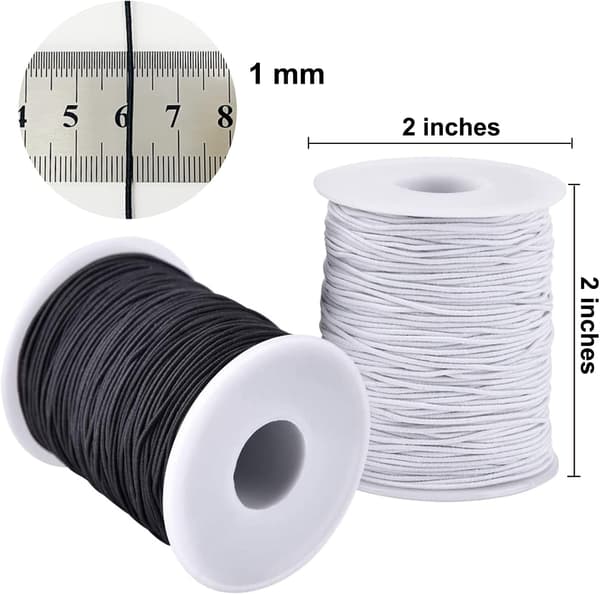 Elastisk tråd til armbånd, 2 ruller 1 mm Robust elastisk tråd til smykkefremstilling, halskæder, perler sort og hvid Sort og H Black and White